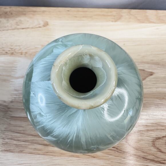 Louise Reding Studio Pottery Porcelain Vase Crystalline Glaze Green Signed 4” - Picture 13 of 14